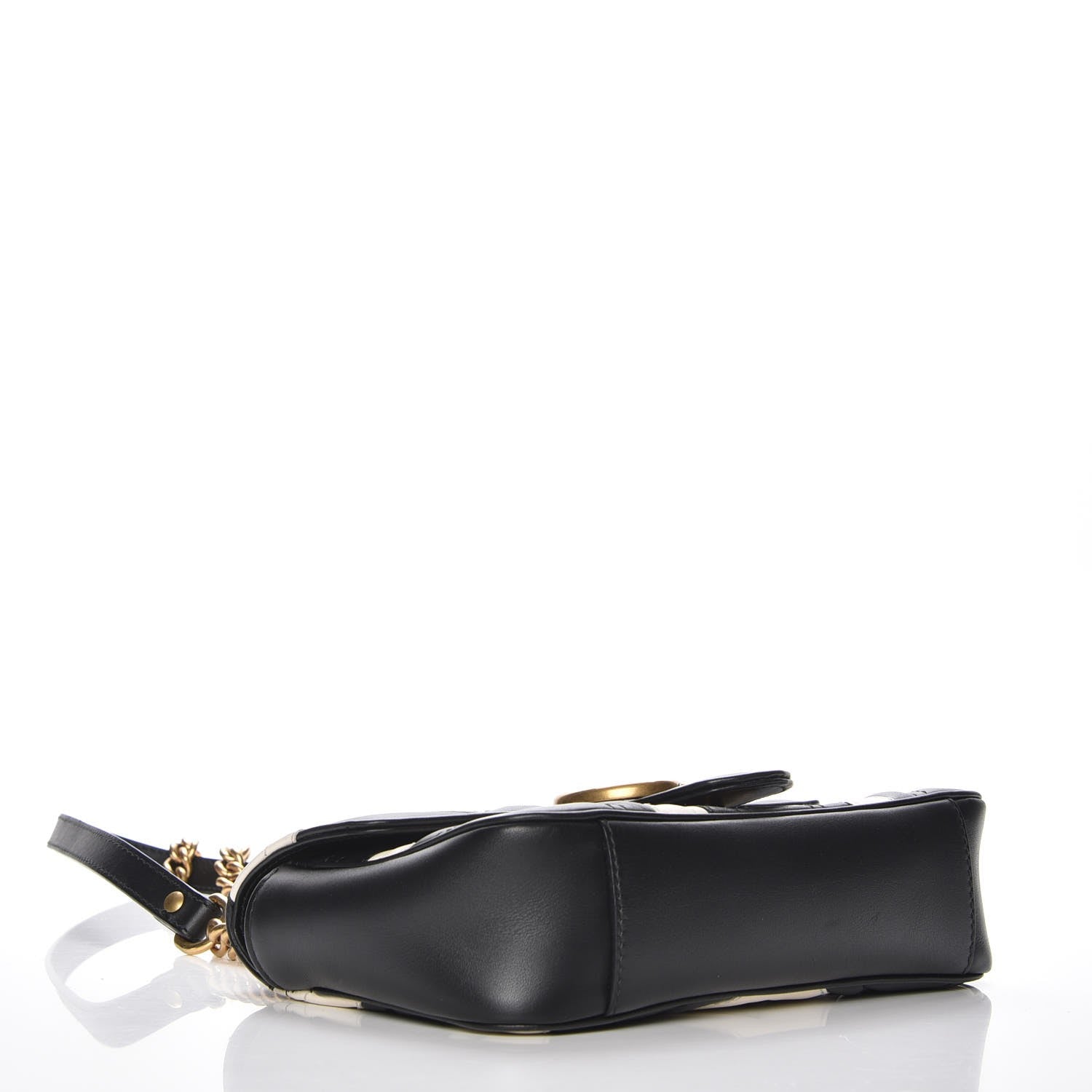 Gucci Calfskin Matelasse Mini GG Marmont Shoulder Bag Black White 4 of 7