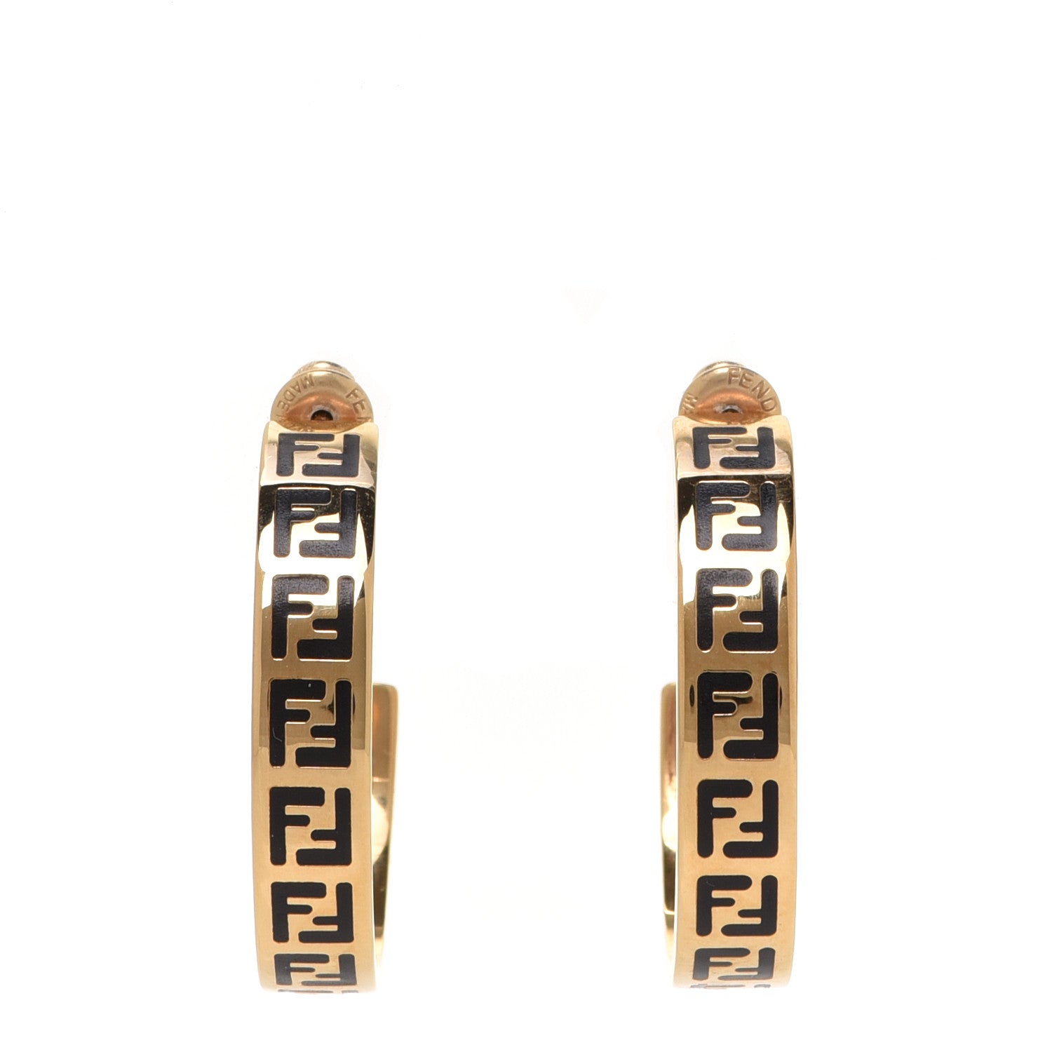 Fendi FF Hoop Earrings Gold 1 of 5