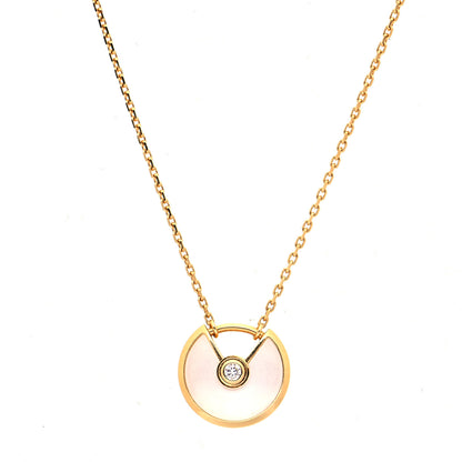 Cartier 18K Yellow Gold Diamond Mother of Pearl XS Amulette de Cartier Pendant Necklace 1 of 6