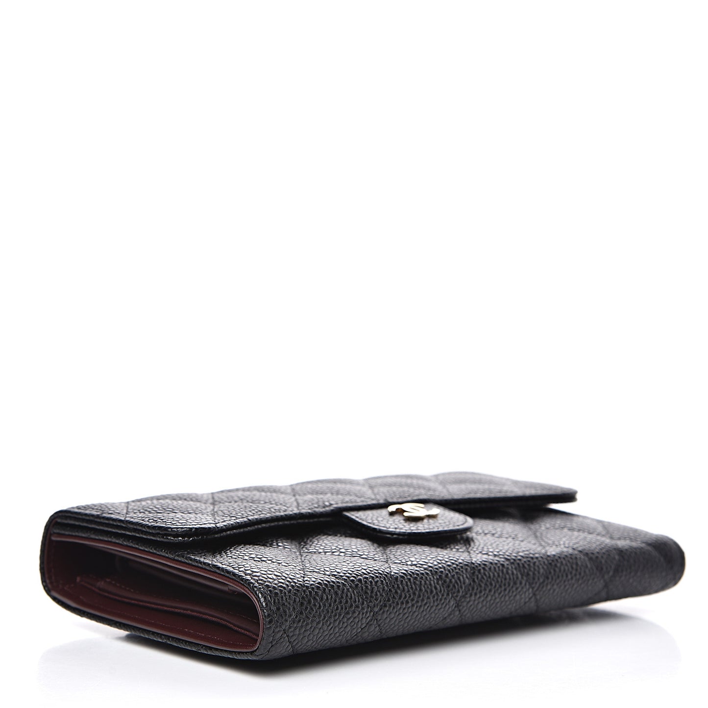 Caviar Quilted Large Flap Wallet Black