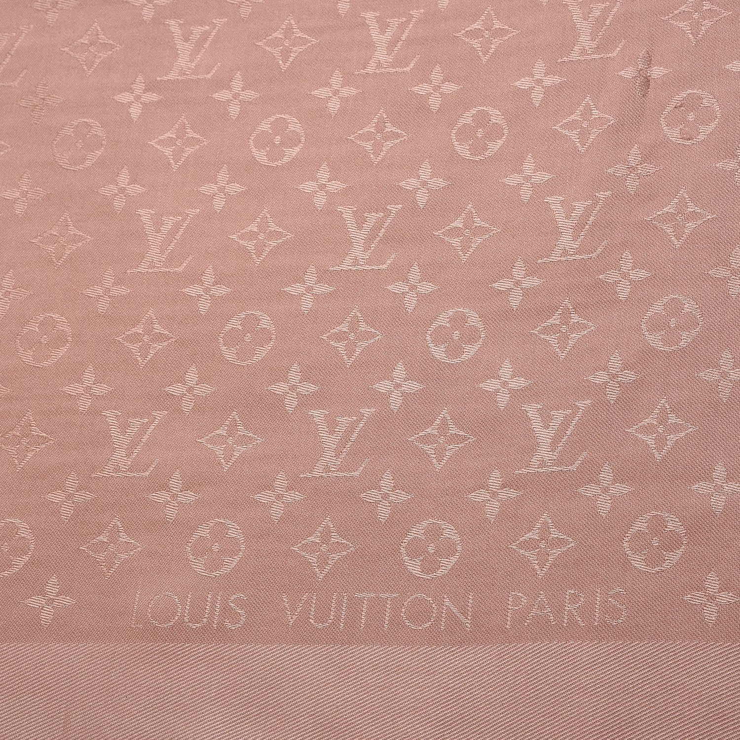 Louis Vuitton Silk Wool Monogram Shawl Natural 4 of 5