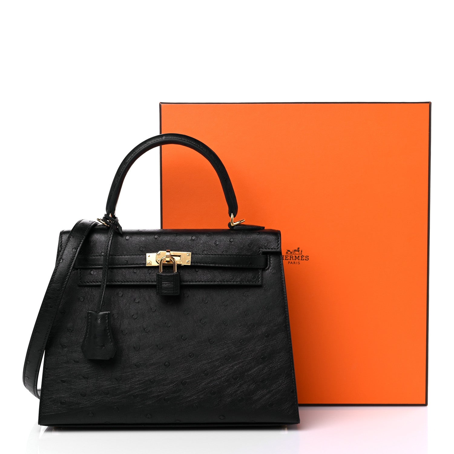Hermes Ostrich Kelly Sellier 25 Black 10 of 10