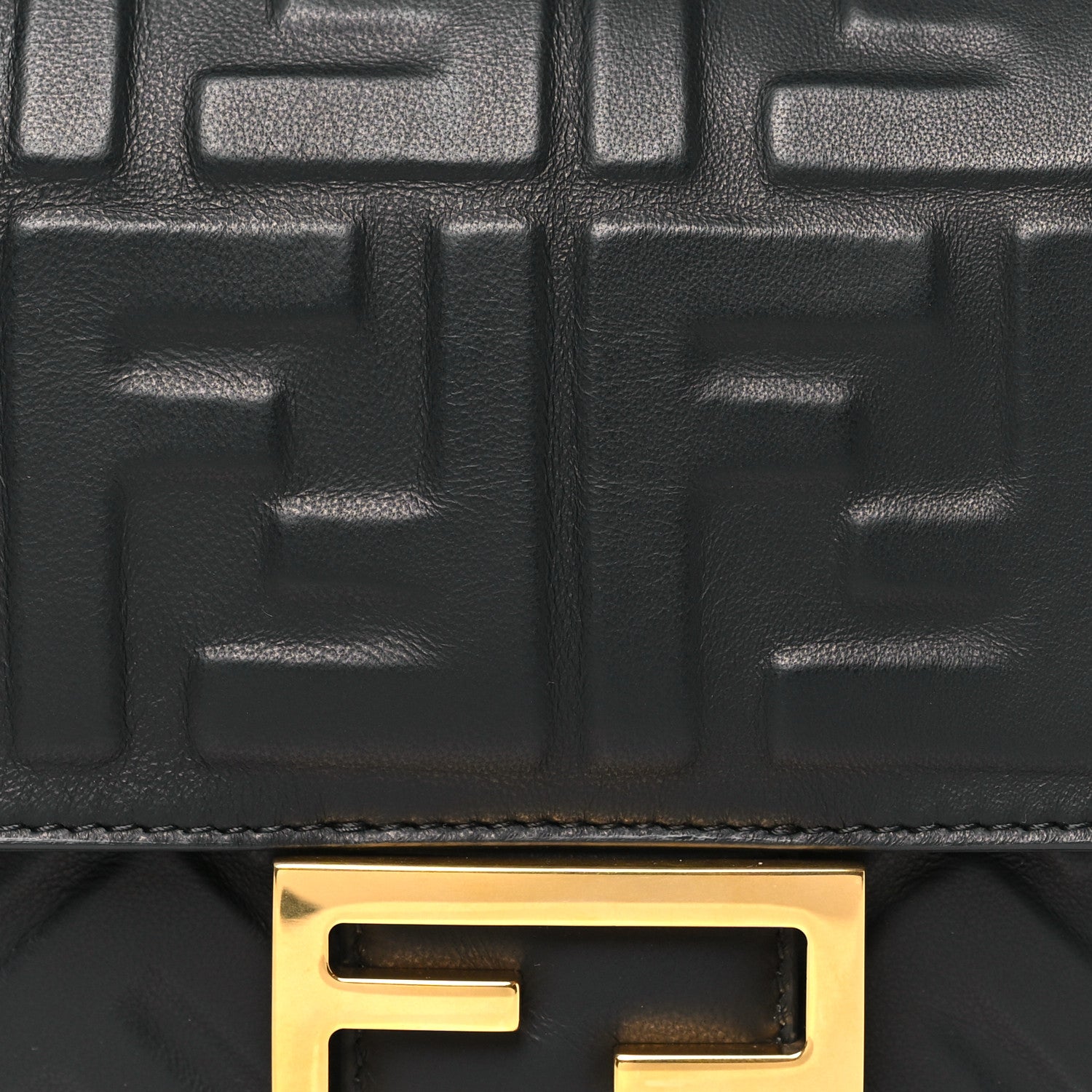 Fendi Nappa FF 1974 Embossed Baguette Black 8 of 10
