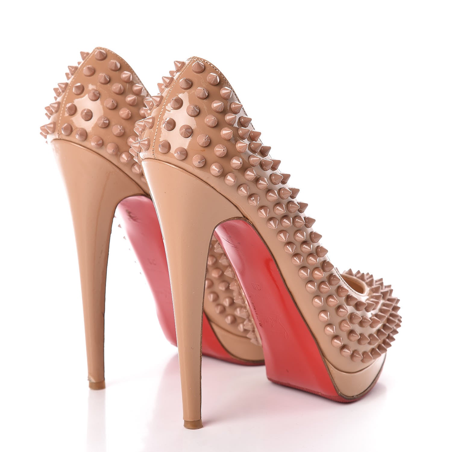 Christian Louboutin Patent Alti Spikes 140 Pumps 38 Nude 4 of 26