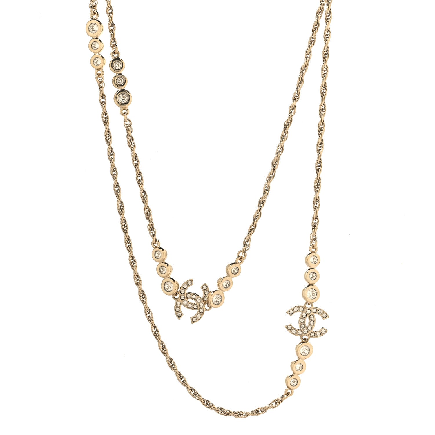 Chanel Crystal CC Twist Long Necklace Gold 1 of 4