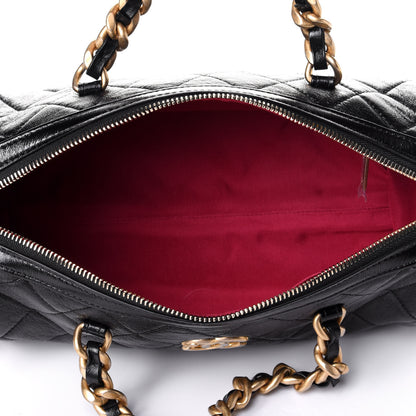 Chanel Shiny Lambskin Quilted Fashion Therapy Bowling Bag Black 5 of 10