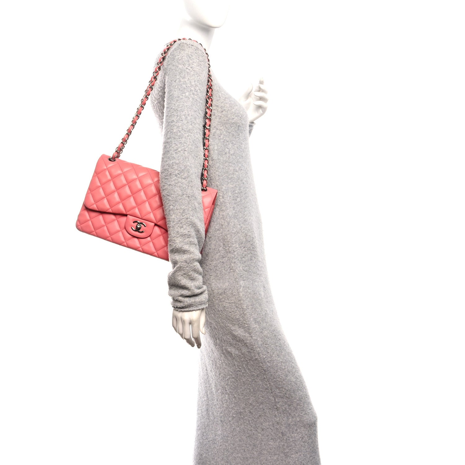 Chanel Lambskin Quilted Jumbo Double Flap Pink 2 of 15