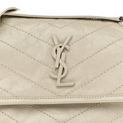 Saint Laurent Crinkled Calfskin Matelasse Monogram Baby Niki Chain Satchel Ivory 9 of 11