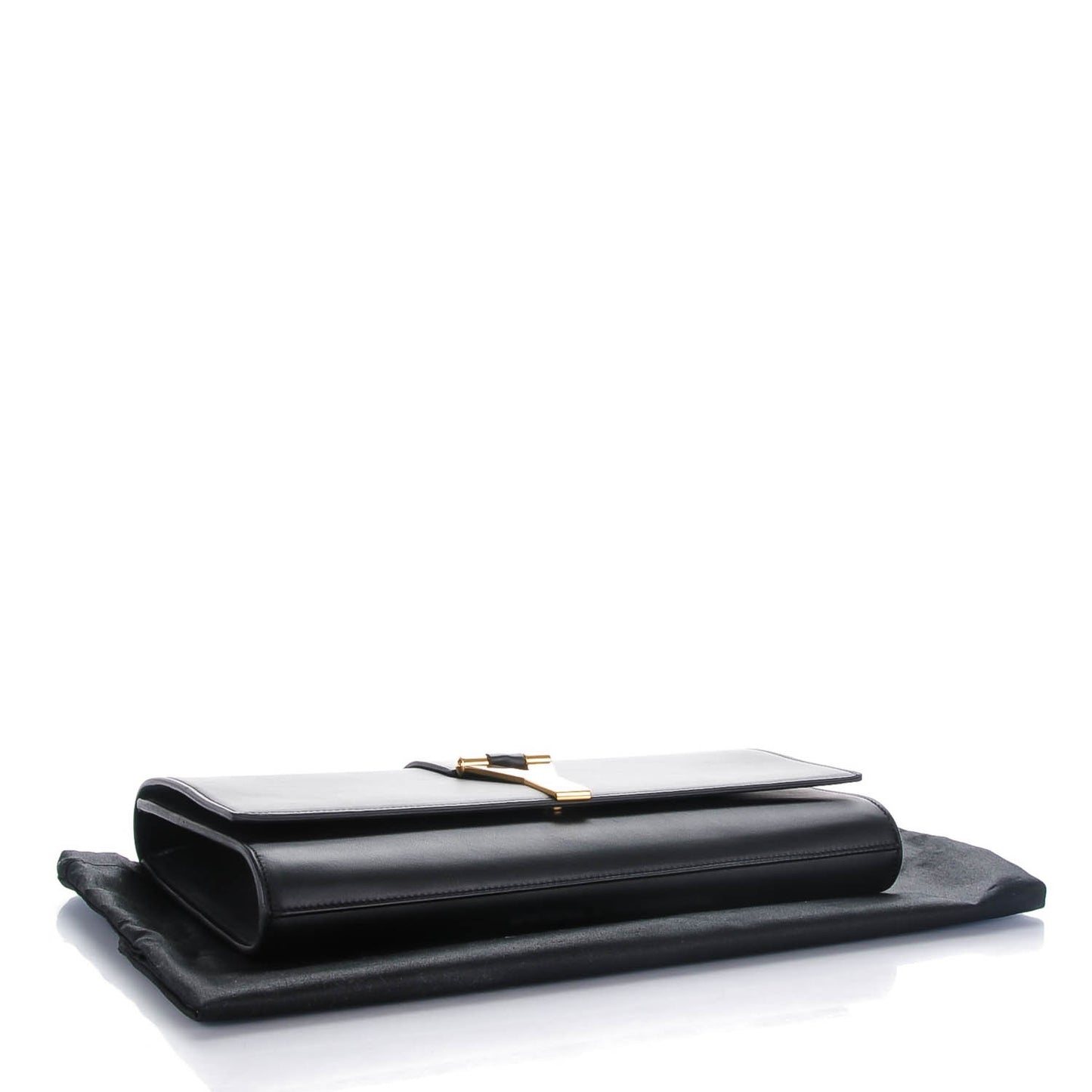 Textured Calfskin Classic Y Ligne Clutch Black