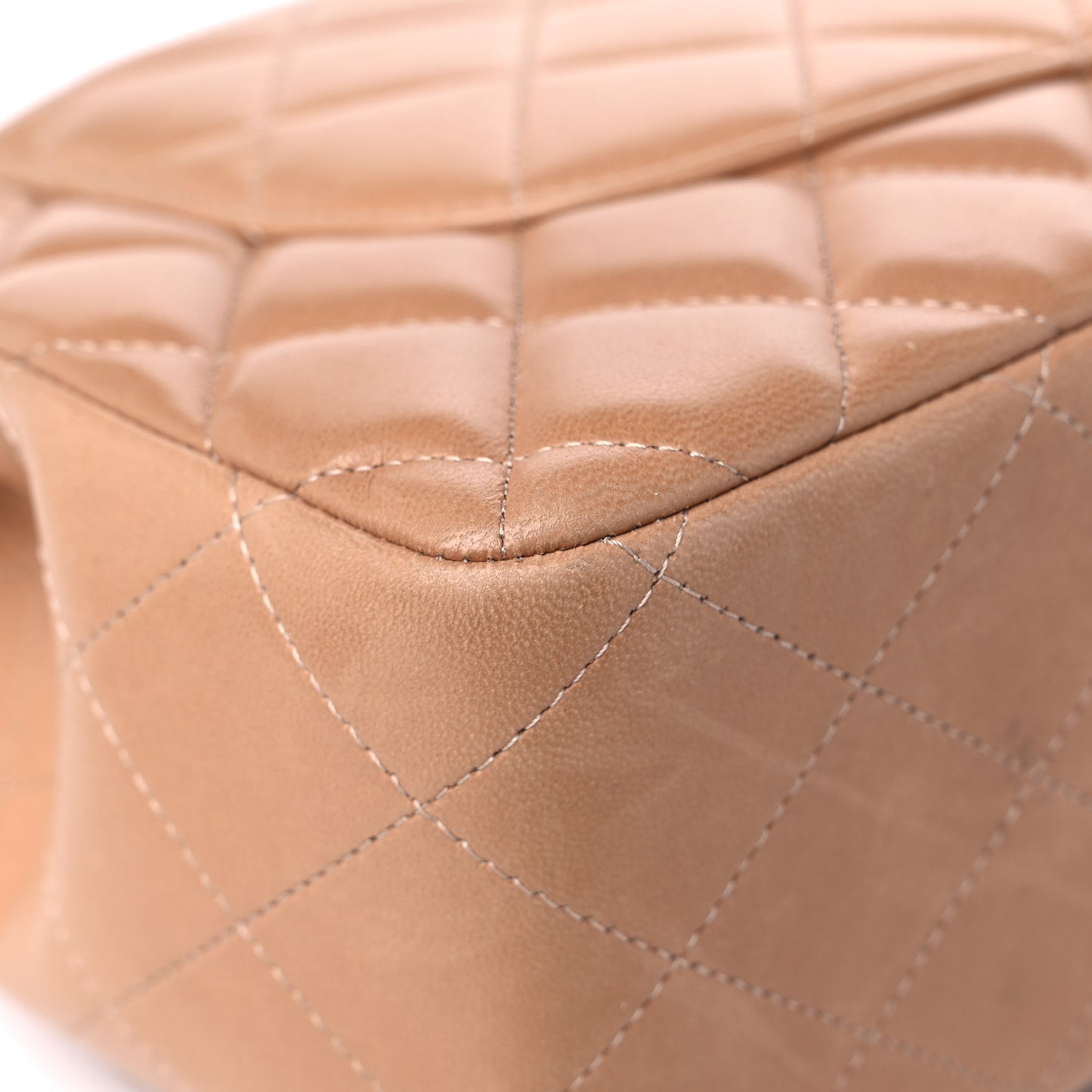 Lambskin Quilted Jumbo Double Flap Dark Beige