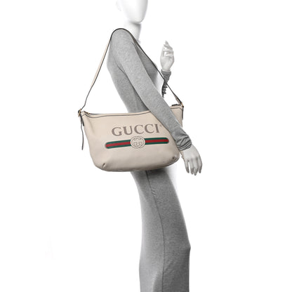 Gucci Grained Calfskin Logo Half Moon Hobo White 2 of 13
