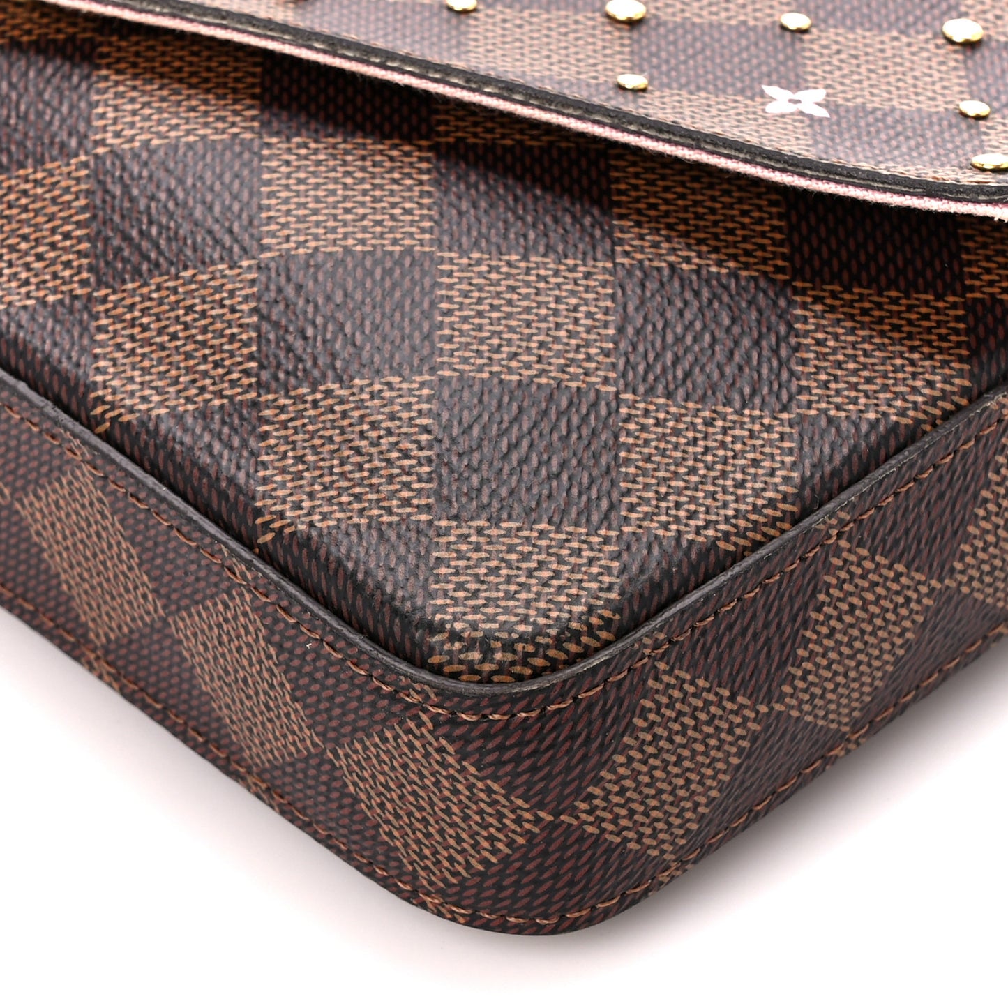 Damier Ebene Studded Pochette Felicie Chain Wallet