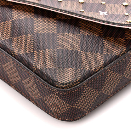 Louis Vuitton Damier Ebene Studded Pochette Felicie Chain Wallet 14 of 14