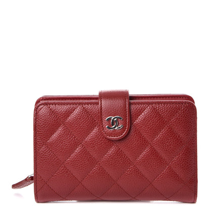 Chanel Caviar Quilted Zipped Pocket Wallet Red 1 of 9