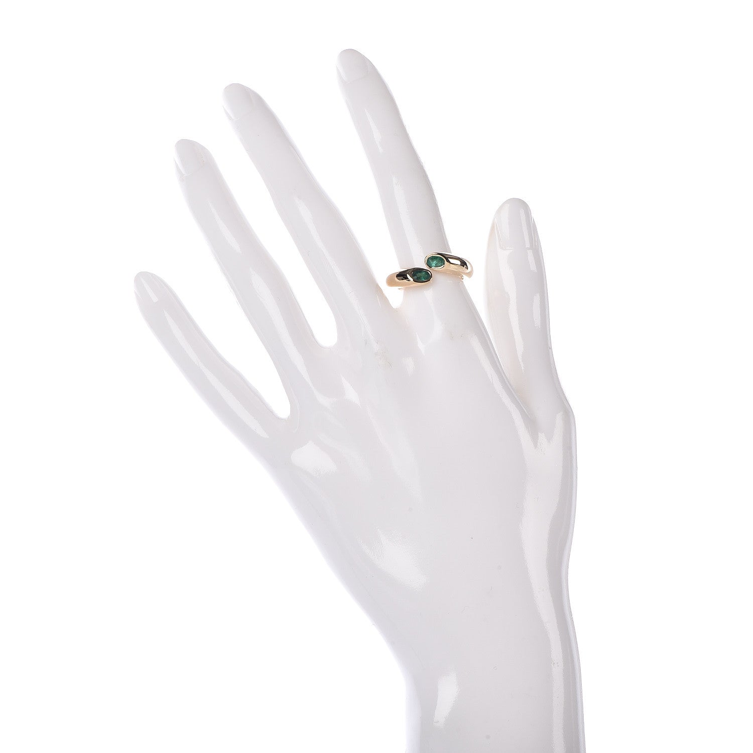 Cartier 18K Yellow Gold Emerald Ellipse Deux Tetes Croisees Bypass Ring 52 6 2 of 4