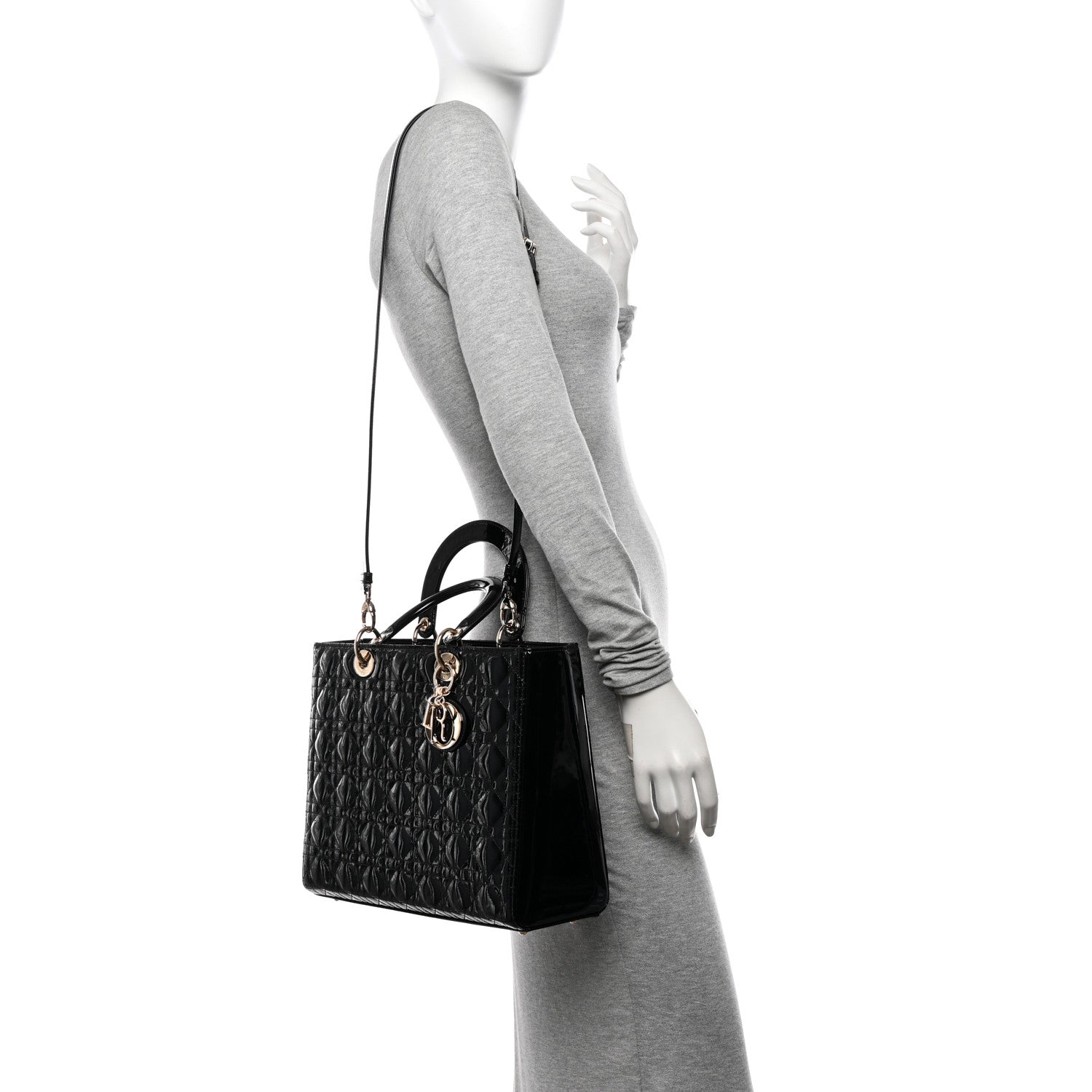 Christian Dior Patent Cannage Large Lady Dior Black 2 of 11