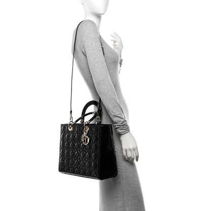 Christian Dior Patent Cannage Large Lady Dior Black 2 of 11