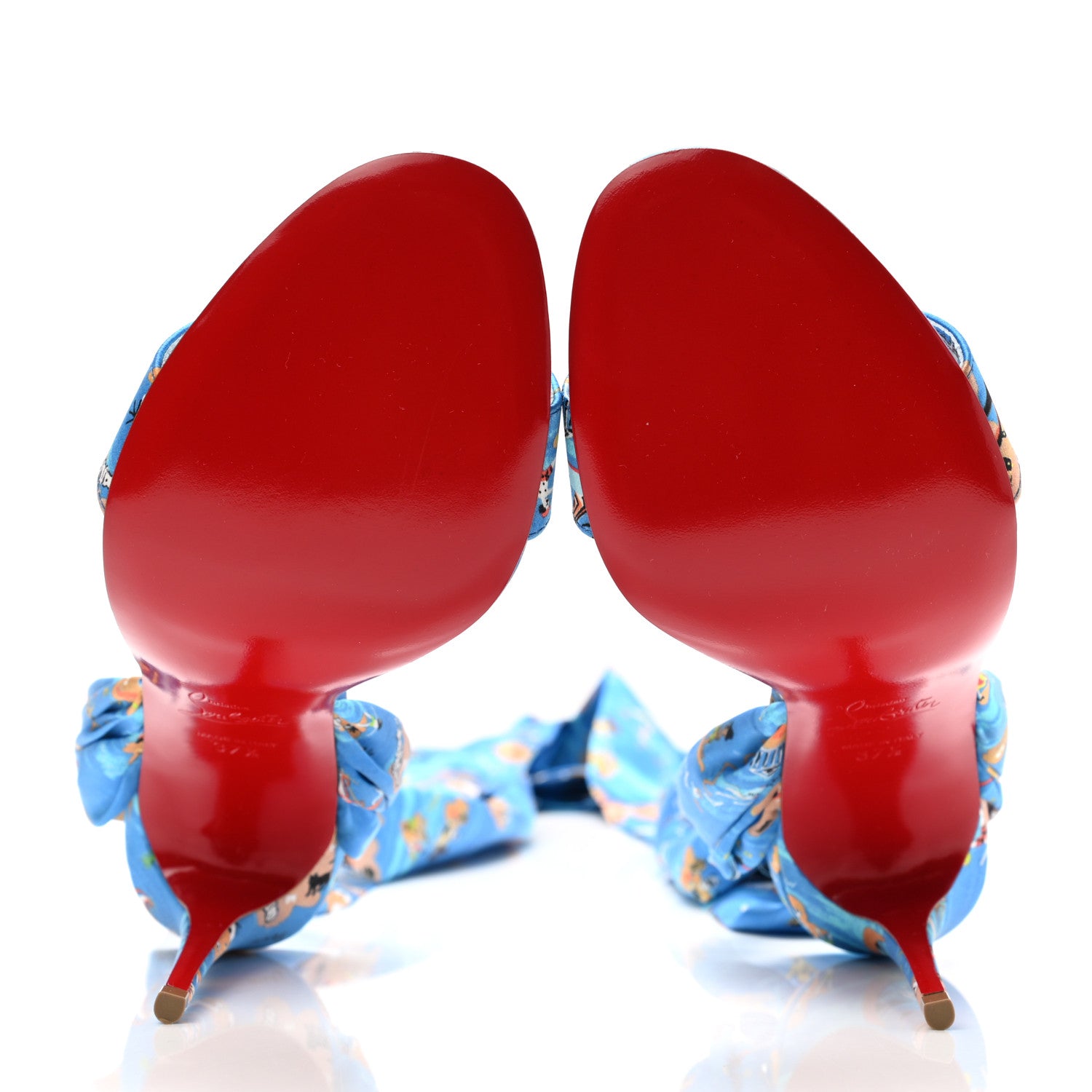 Christian Louboutin Crepe Satin Greekaba Du Desert 100 Sandal 37.5 Blue Multicolor 5 of 8