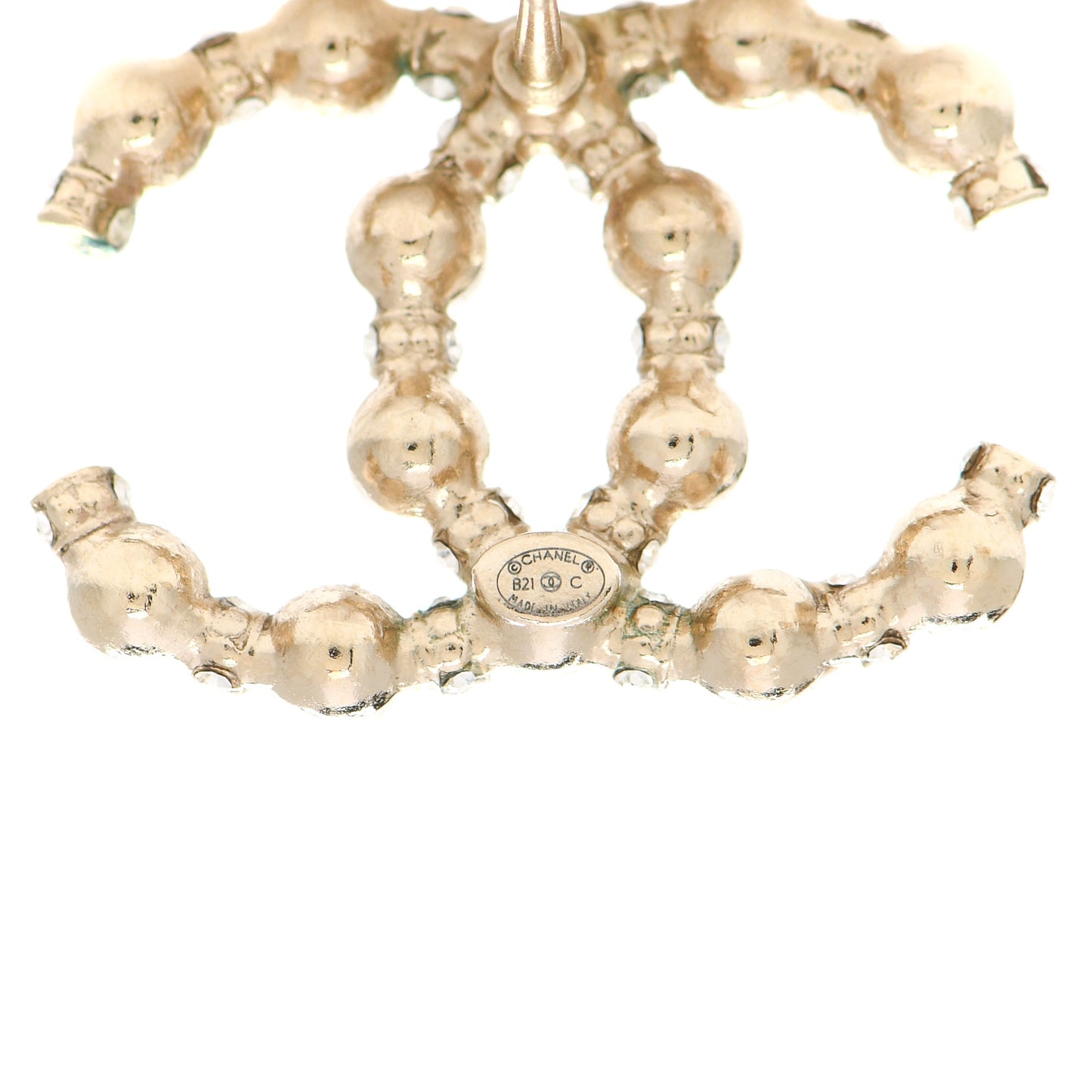 Pearl Crystal Nefertiti CC Earrings Gold