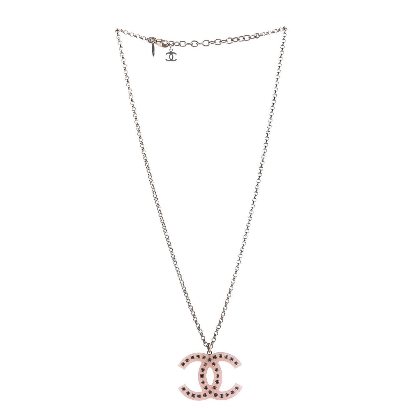 Translucent Resin Crystal CC Necklace Pink