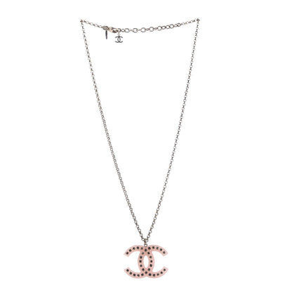 Chanel Translucent Resin Crystal CC Necklace Pink 3 of 7