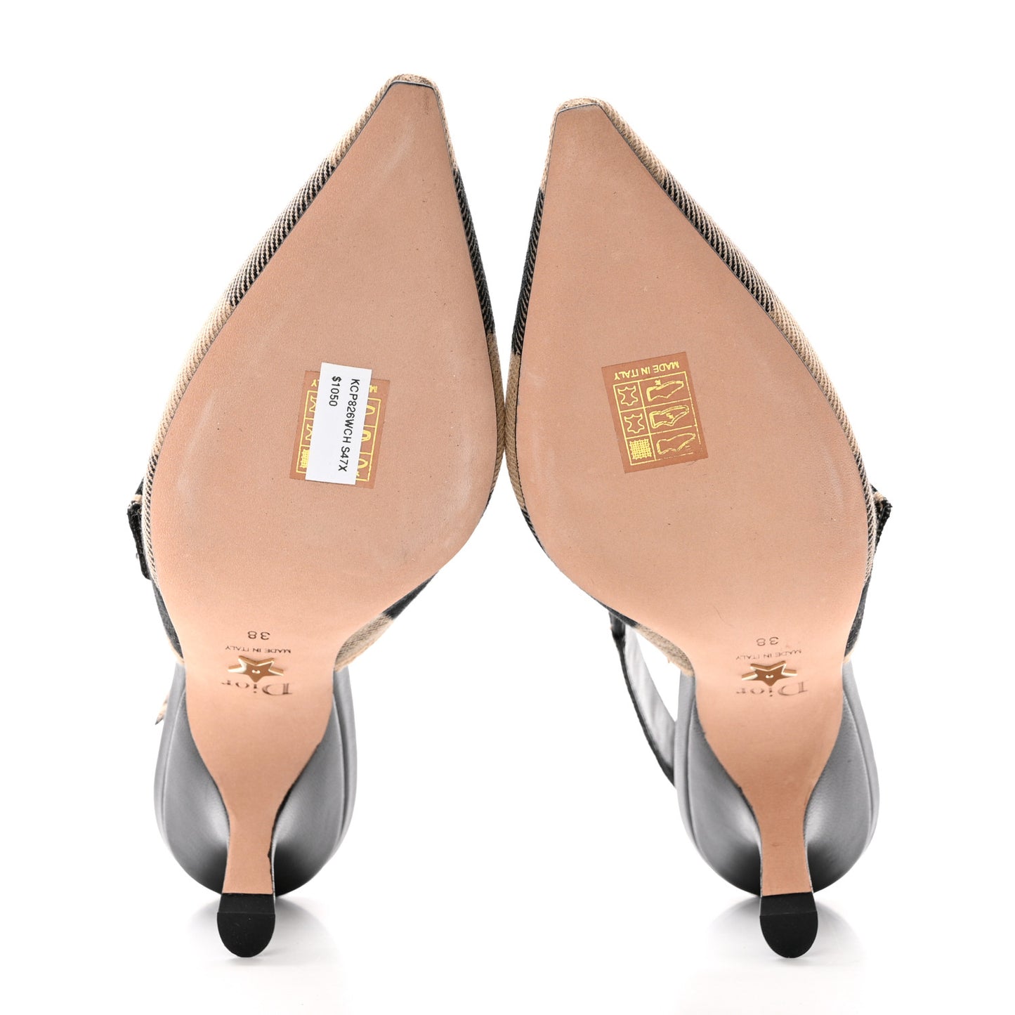 Cotton Ribbon Check'N'Dior J'Adior Slingback 65mm Pumps 38 Black Beige