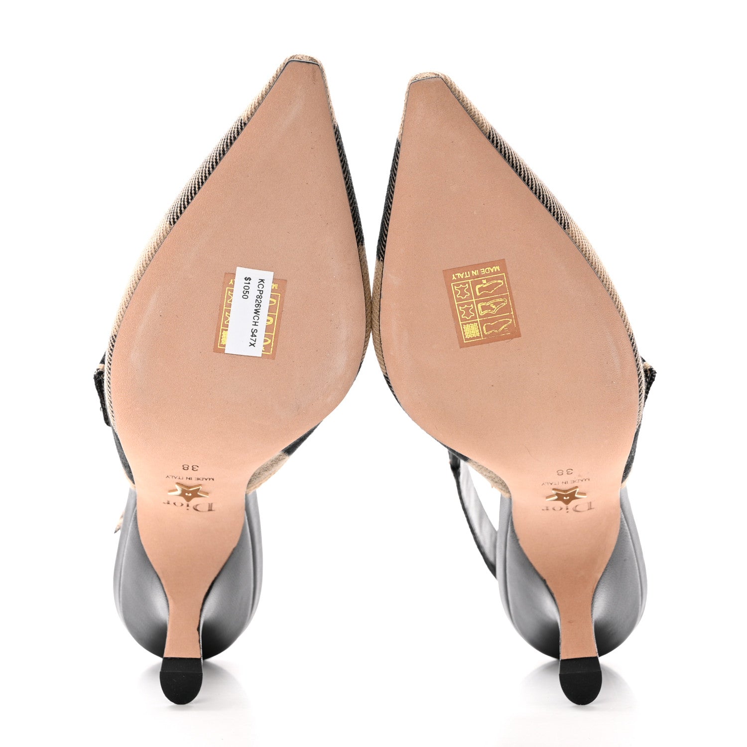 Christian Dior Cotton Ribbon Check'N'Dior J'Adior Slingback 65mm Pumps 38 Black Beige 5 of 9
