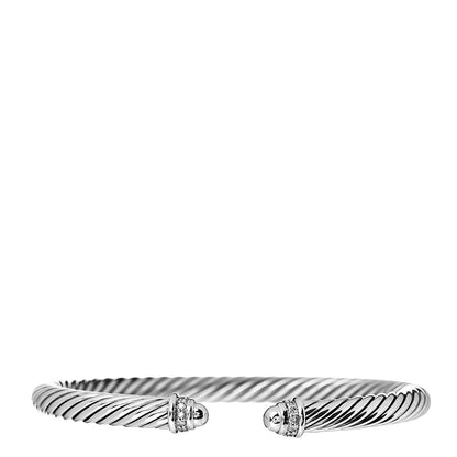 David Yurman Sterling Silver Diamond 5mm Cable Classics Dome Bracelet 1 of 4