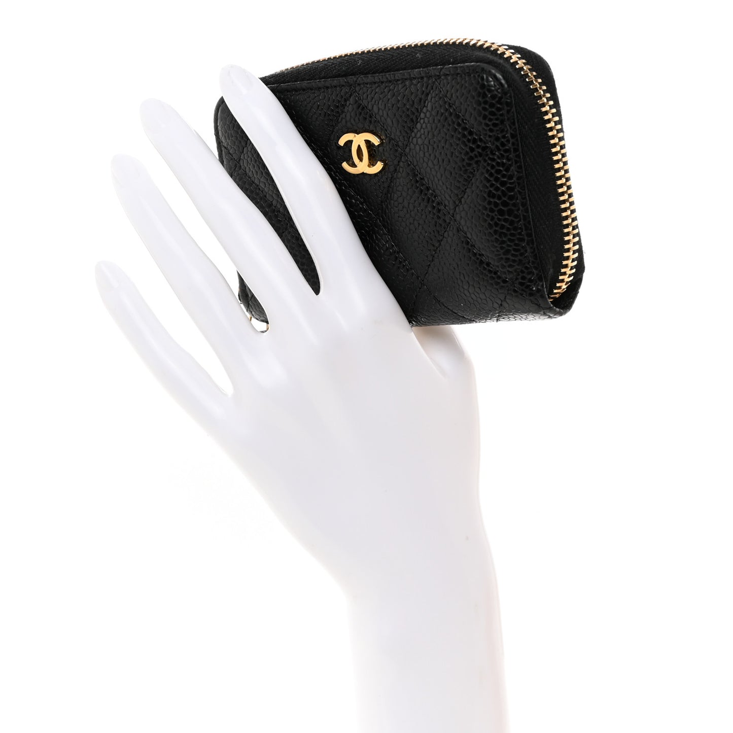 Caviar Quilted Zip Coin Purse Black