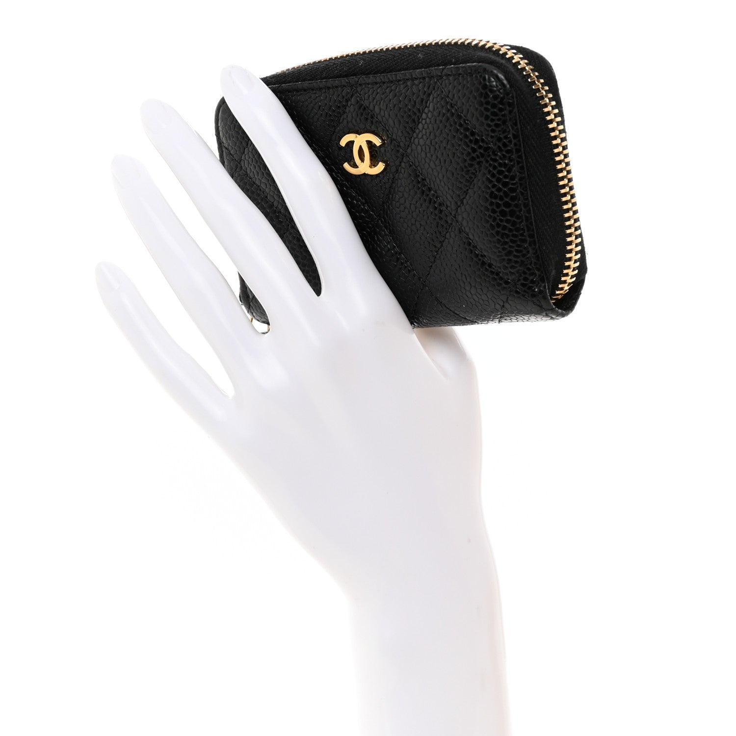 Chanel Caviar Quilted Zip Coin Purse Black 2 of 8