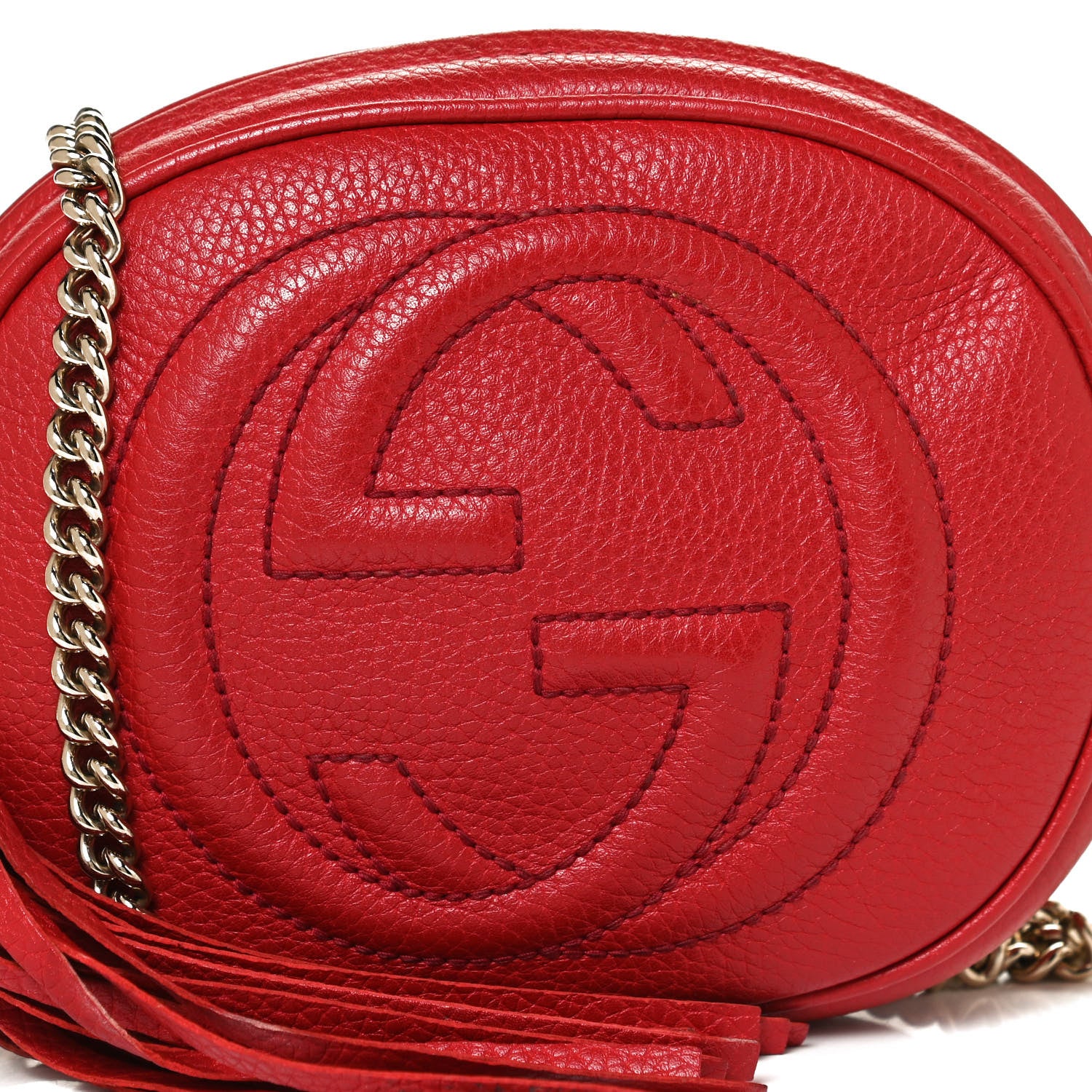 Gucci Pebbled Calfskin Mini Soho Chain Bag Tabasco Red 9 of 14