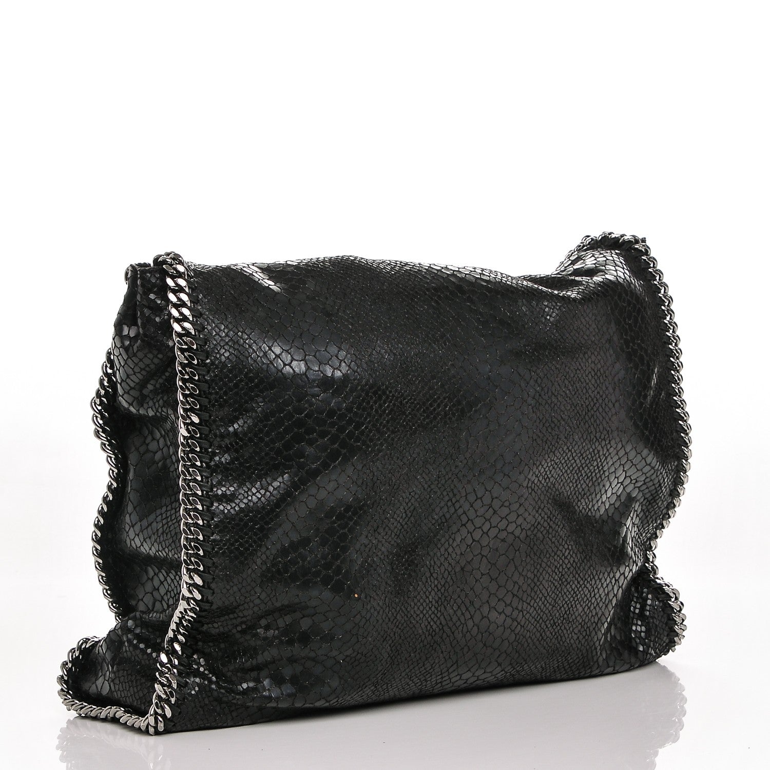 Stella McCartney Metallic Faux Snakeskin Big Falabella Black 3 of 7
