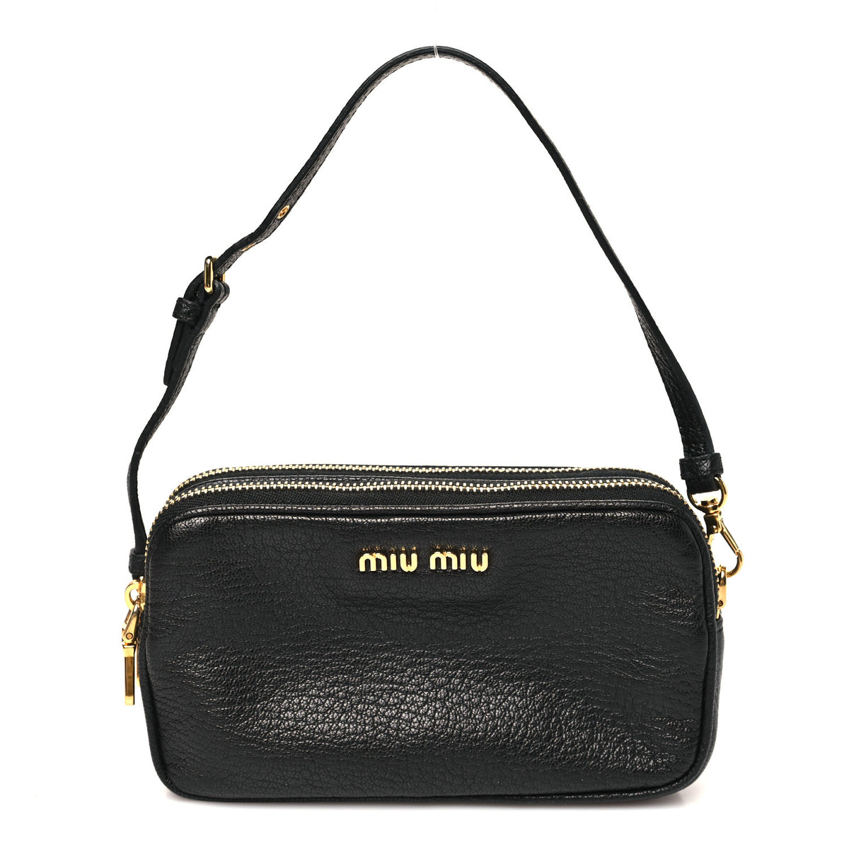 Goatskin Madras Double Zip Pochette Clutch Black