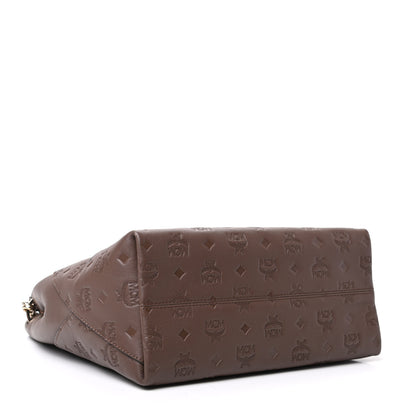 MCM Calfskin Ottomar Monogram Medium Klara Hobo Chestnut 4 of 8