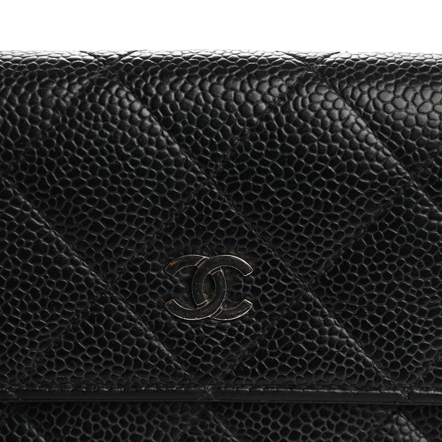 Caviar Quilted Large Gusset Flap Wallet Black