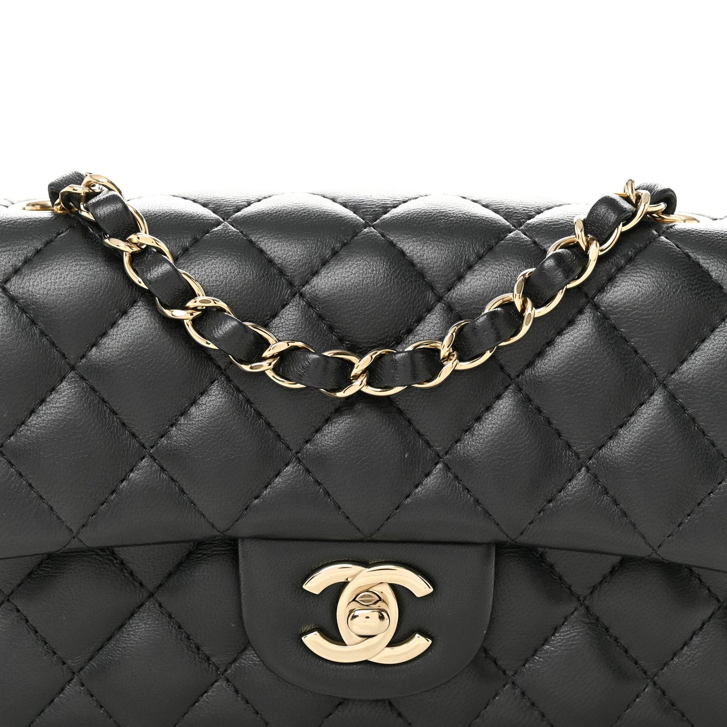 Lambskin Quilted Mini Rectangular Flap Black