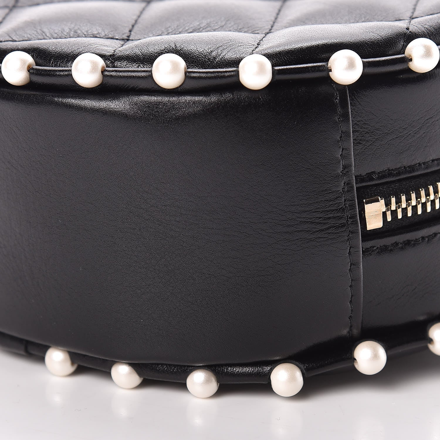 Chanel Calfskin Quilted Pearl Round Clutch With Chain Black 10 of 11
