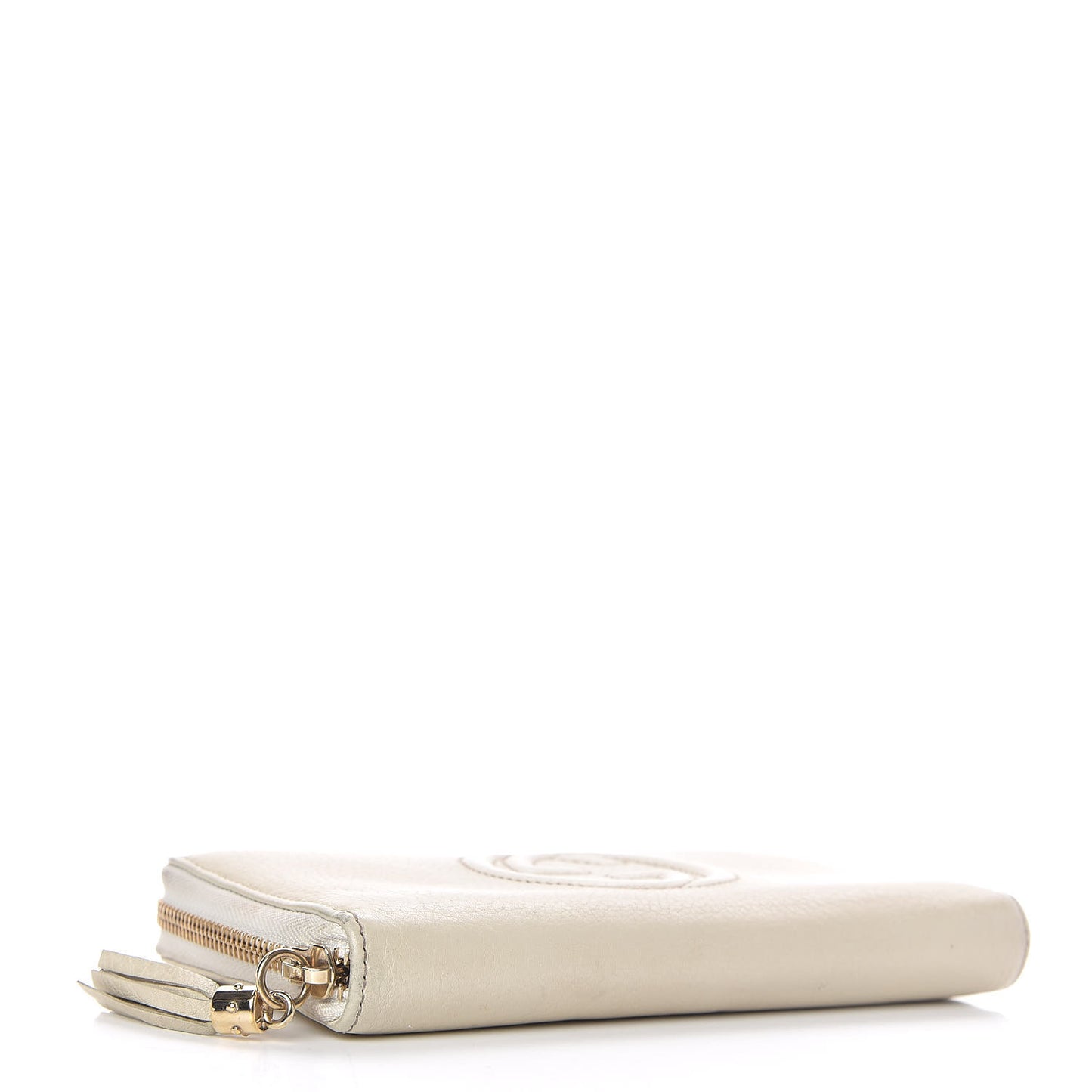Pebbled Calfskin Soho Zip Around Wallet Off White