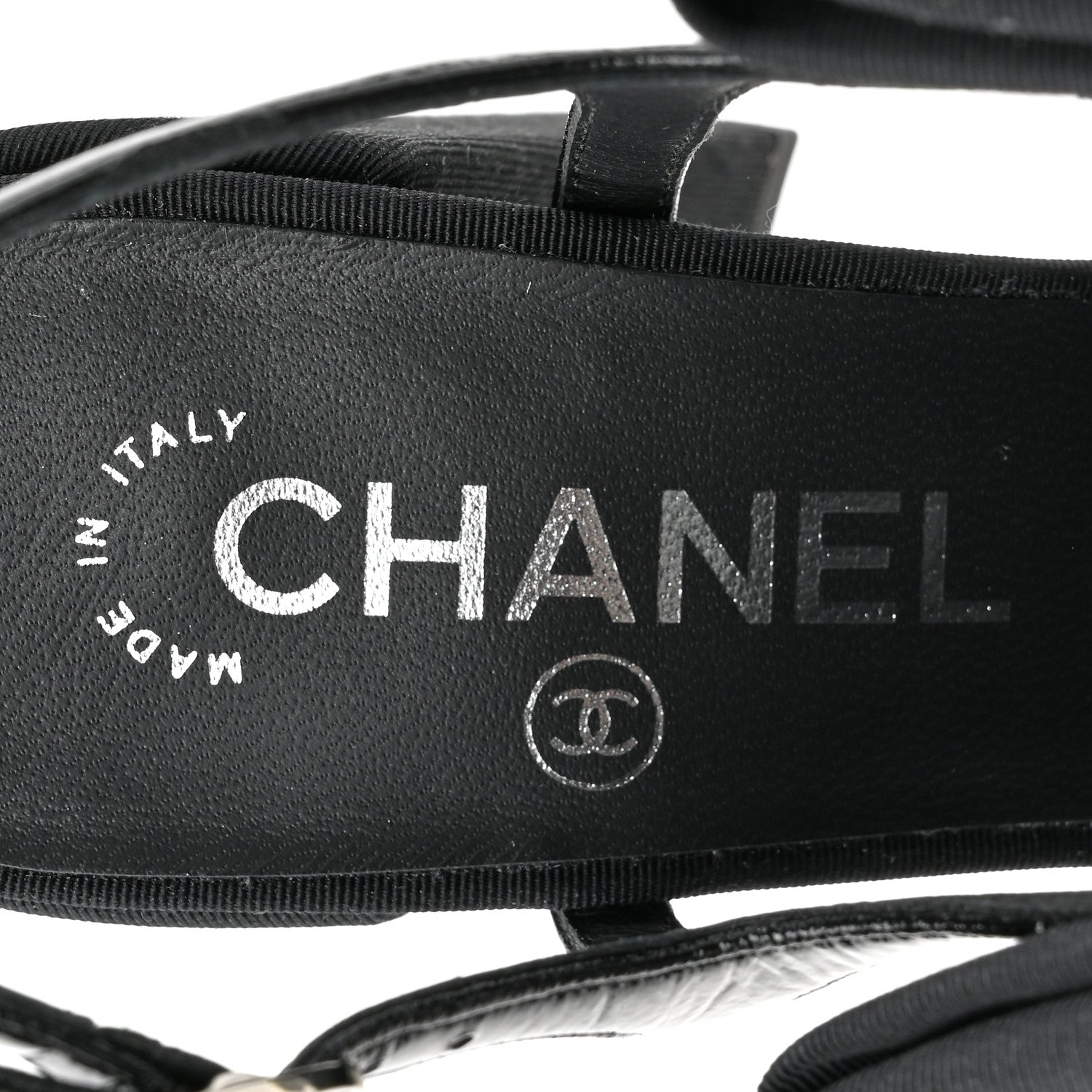 Chanel Crumpled Shiny Fabric Grosgrain Cap Toe Camellia Bow Slingback Pumps 37 Black 8 of 10