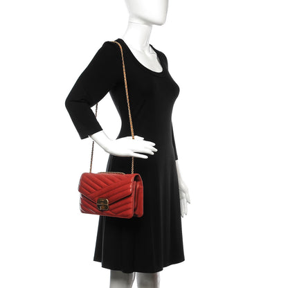 Chanel Calfskin Chevron Quilted Gabrielle Flap Red 3 of 12
