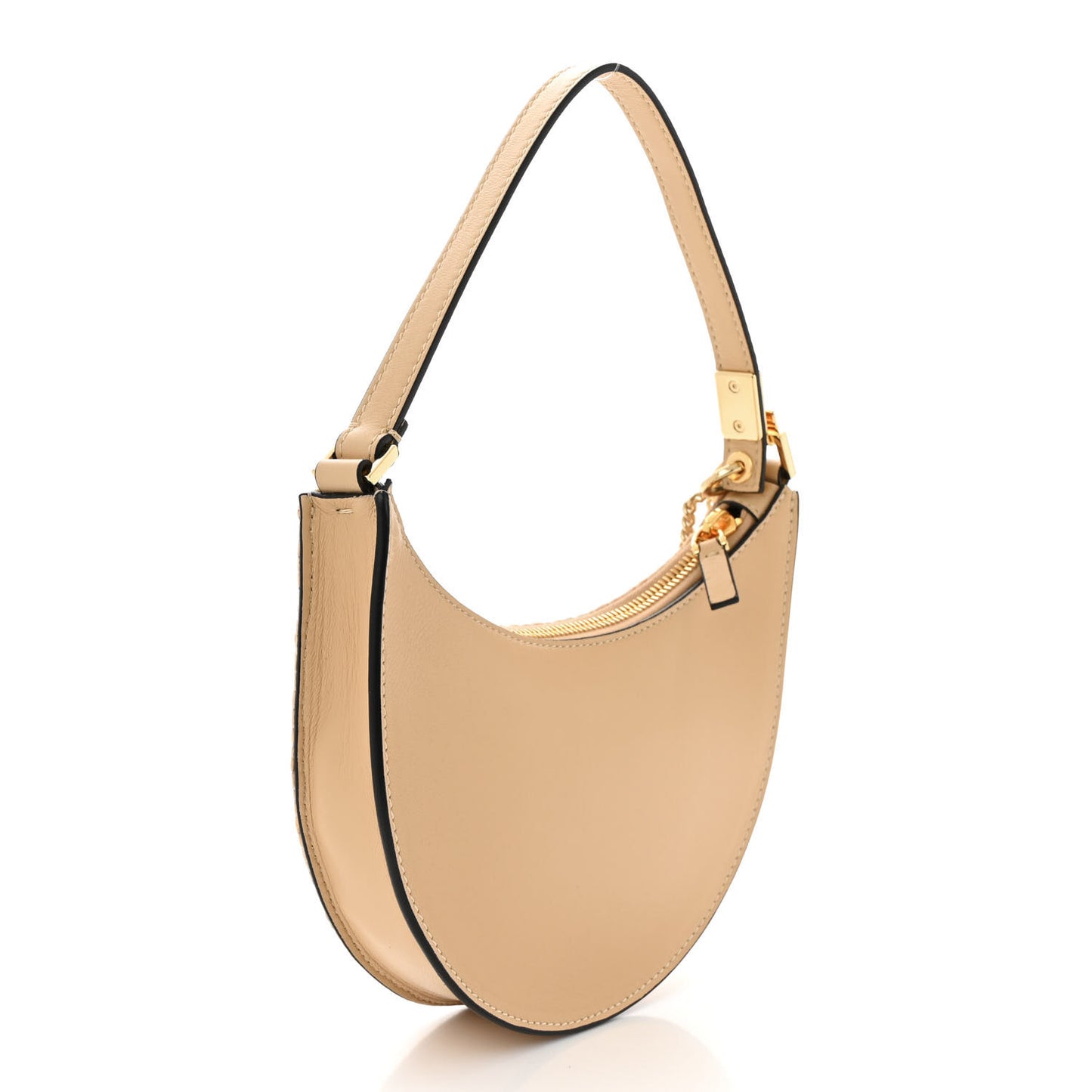 Raffia Calfskin Crystal Embellished Mini Vlogo Hobo Bag Naturale Sahara