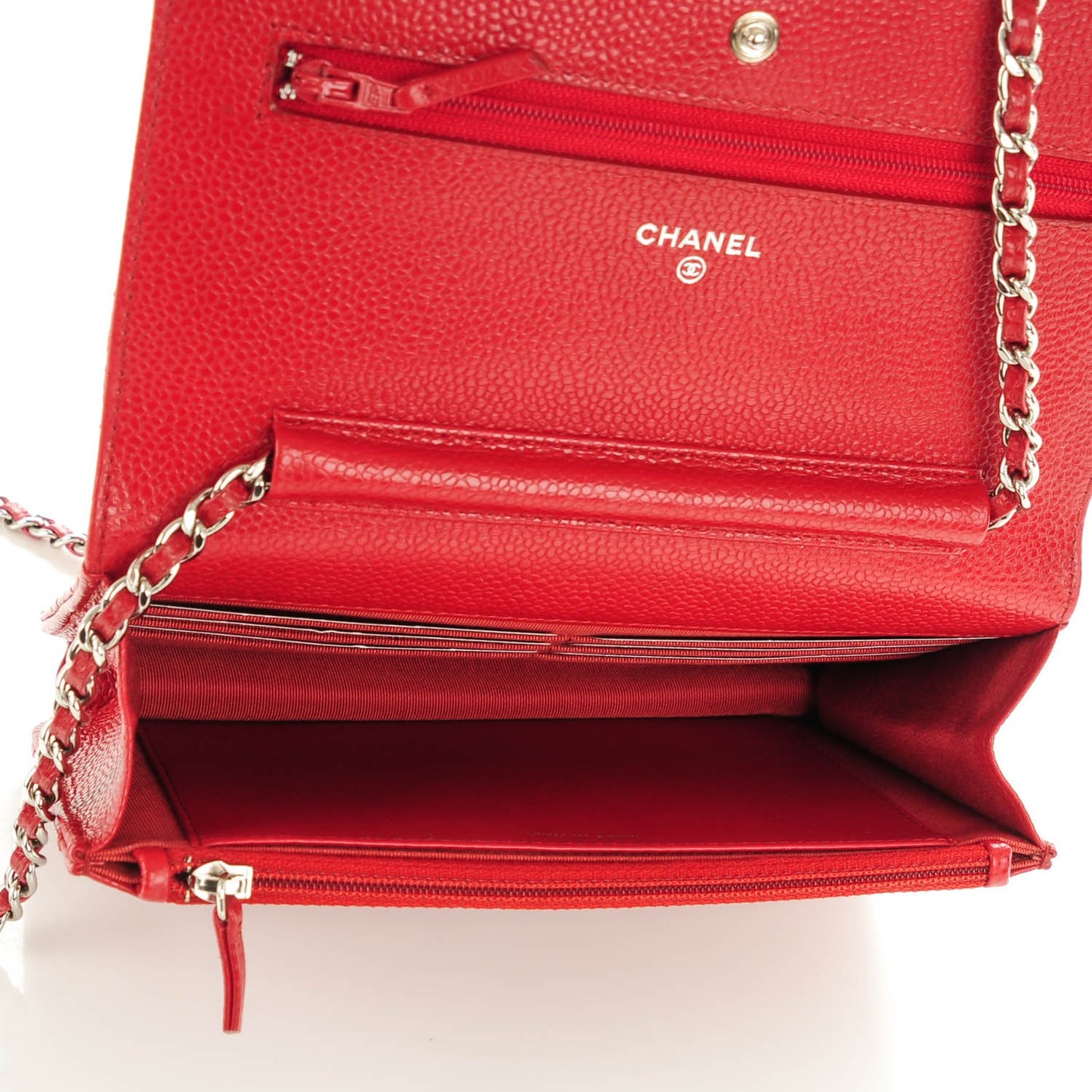 Caviar Quilted Wallet On Chain WOC Dark Red