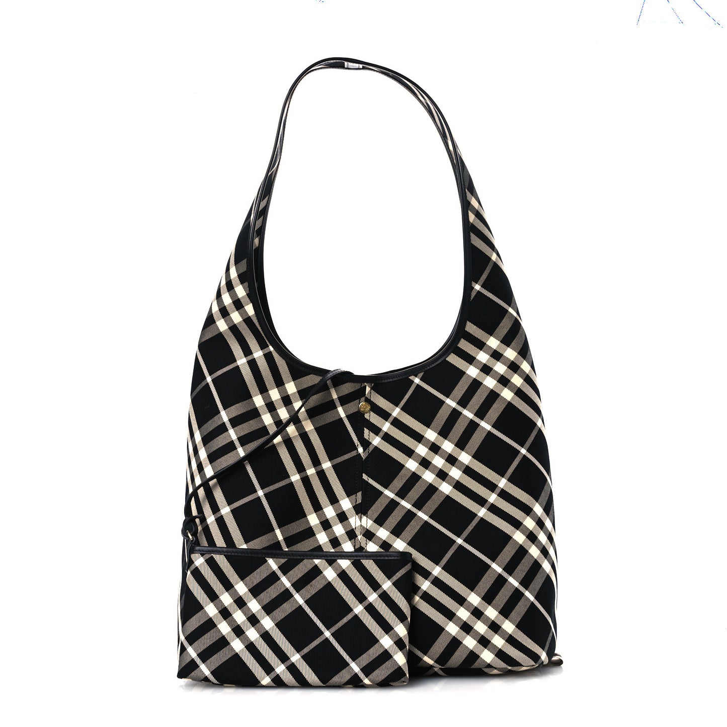 Canvas Check Large Shoulder Bag Black Calico