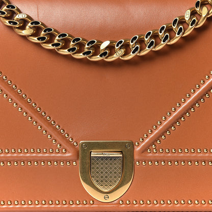 Christian Dior Lambskin Studded Medium Diorama Flap Bag Brown 12 of 13