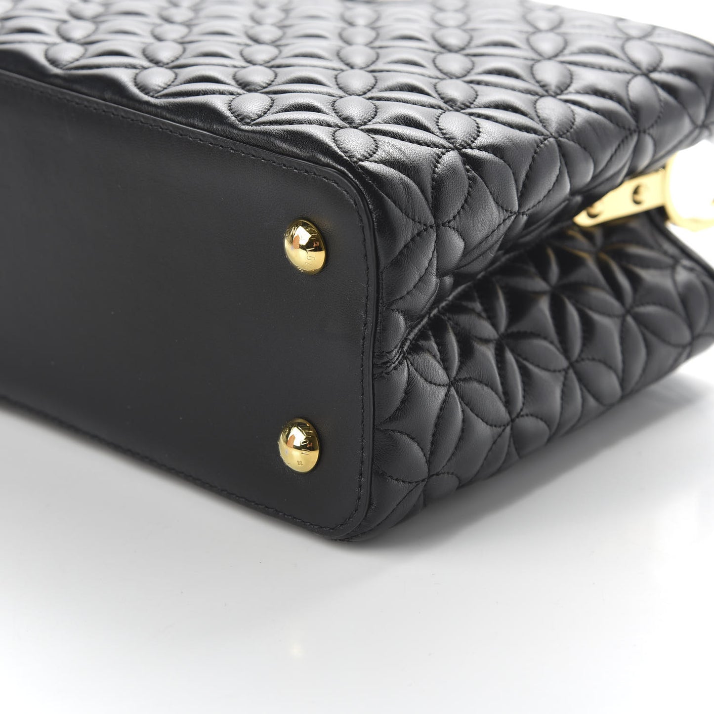 Lambskin Quilted Flower Capucines PM Black