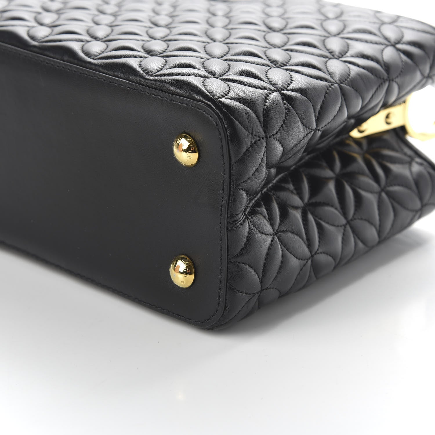 Louis Vuitton Lambskin Quilted Flower Capucines PM Black 7 of 10
