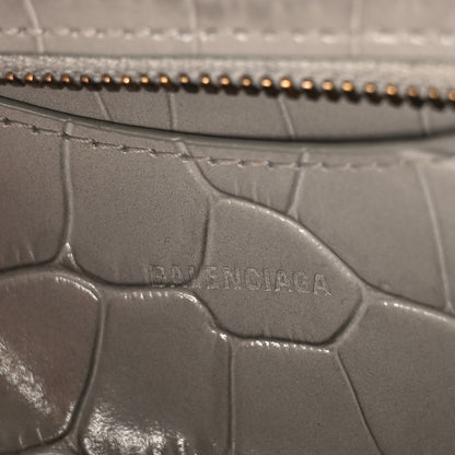 Balenciaga Shiny Supple Calfskin Crocodile Embossed Neo Classic Gold Hardware Mini City Steel Grey 6 of 8