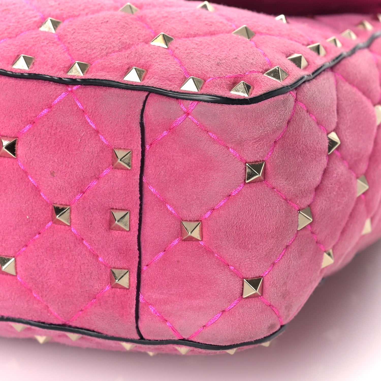 Valentino Garavani Suede Medium Rockstud Spike Shoulder Bag Bright Fuxia 8 of 8