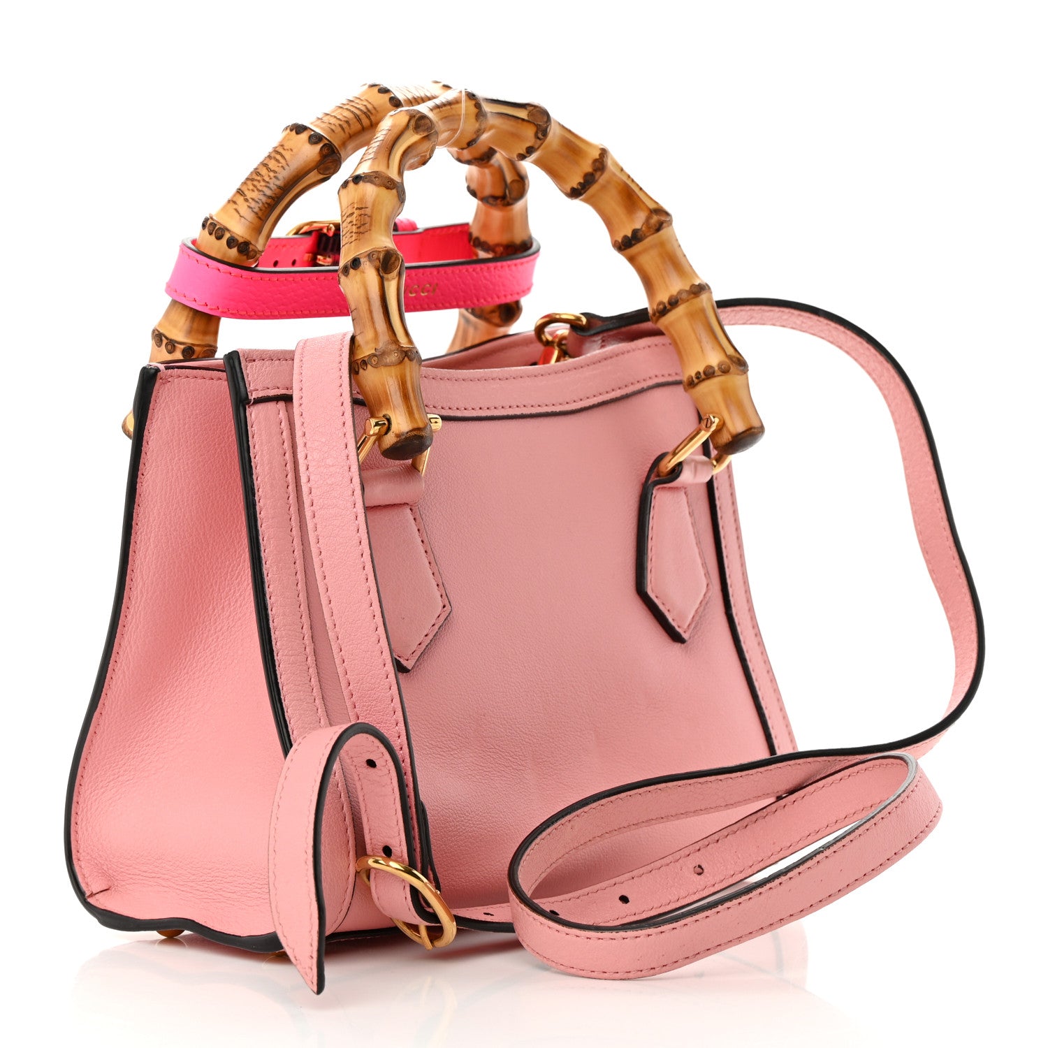 Gucci Wonka Grain Calfskin Mini Diana Tote Bag Wild Rose Fuxia Fluo 2 of 16