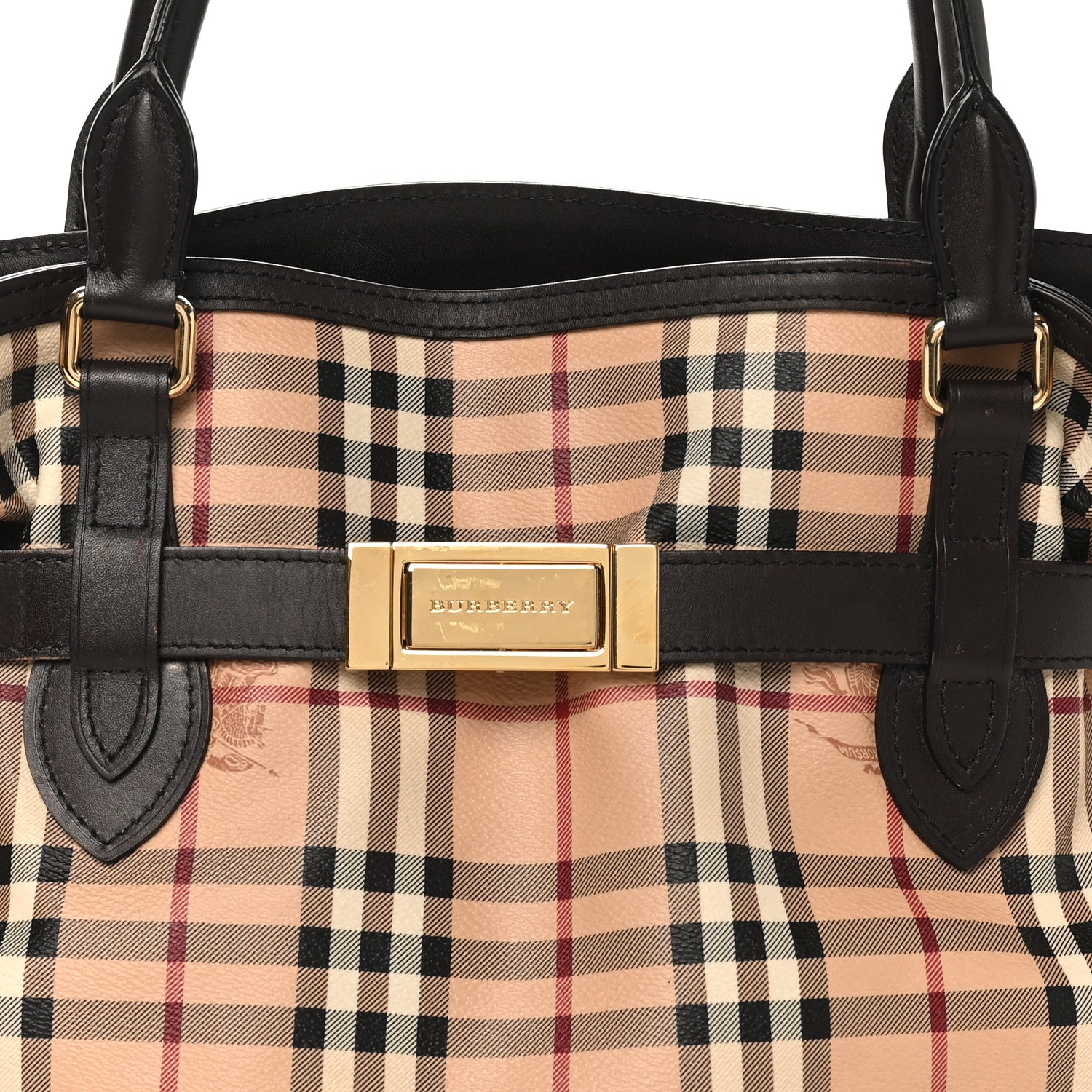 Burberry Haymarket Check Medium Golderton Tote Chocolate 7 of 10